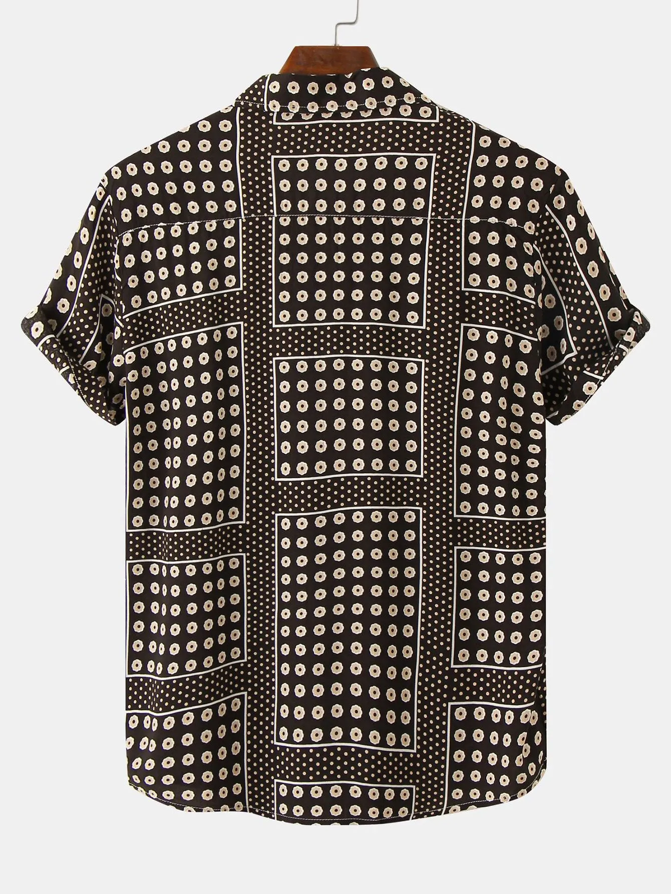 Polka Dot Floral Print Button Up Shirt sold by Hoooyi product image thumbnail 4