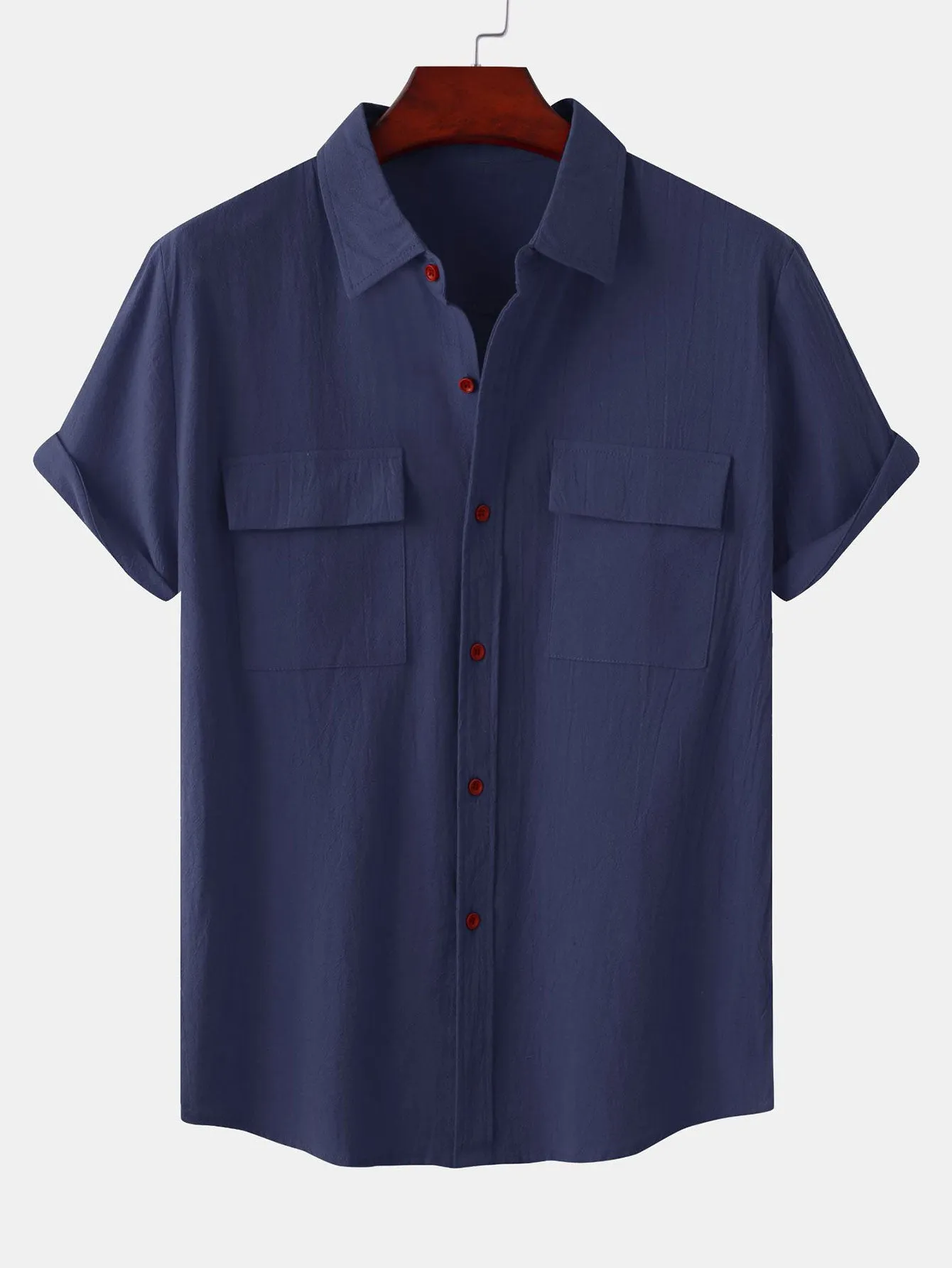 Man Button Up Shirt With Patch Pockets sold by Hoooyi product image thumbnail 3