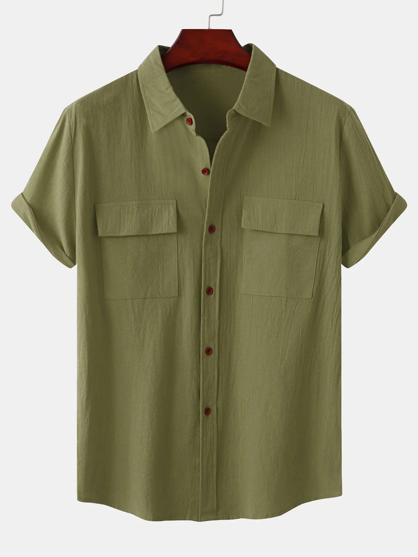 Man Button Up Shirt With Patch Pockets sold by Hoooyi product image thumbnail 4