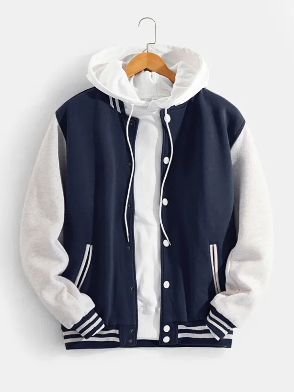 Contrast Baseball Jacket Without Hoodie sold by Hoooyi