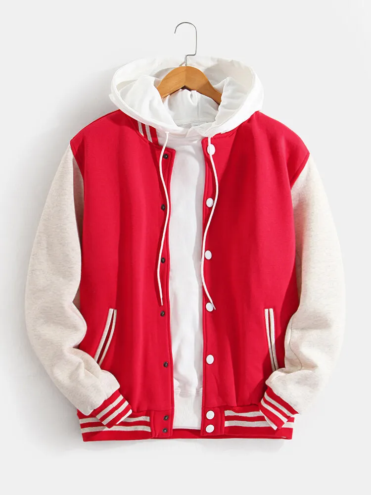 Contrast Baseball Jacket Without Hoodie sold by Hoooyi product image thumbnail 4