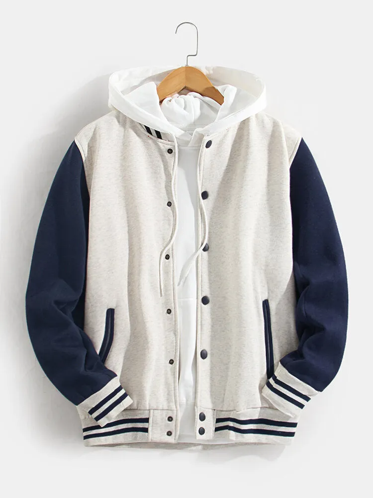 Contrast Baseball Jacket Without Hoodie sold by Hoooyi product image thumbnail 2