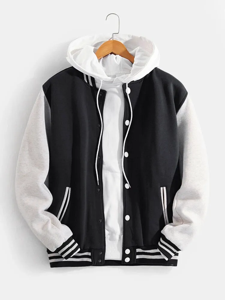Contrast Baseball Jacket Without Hoodie sold by Hoooyi product image thumbnail 3
