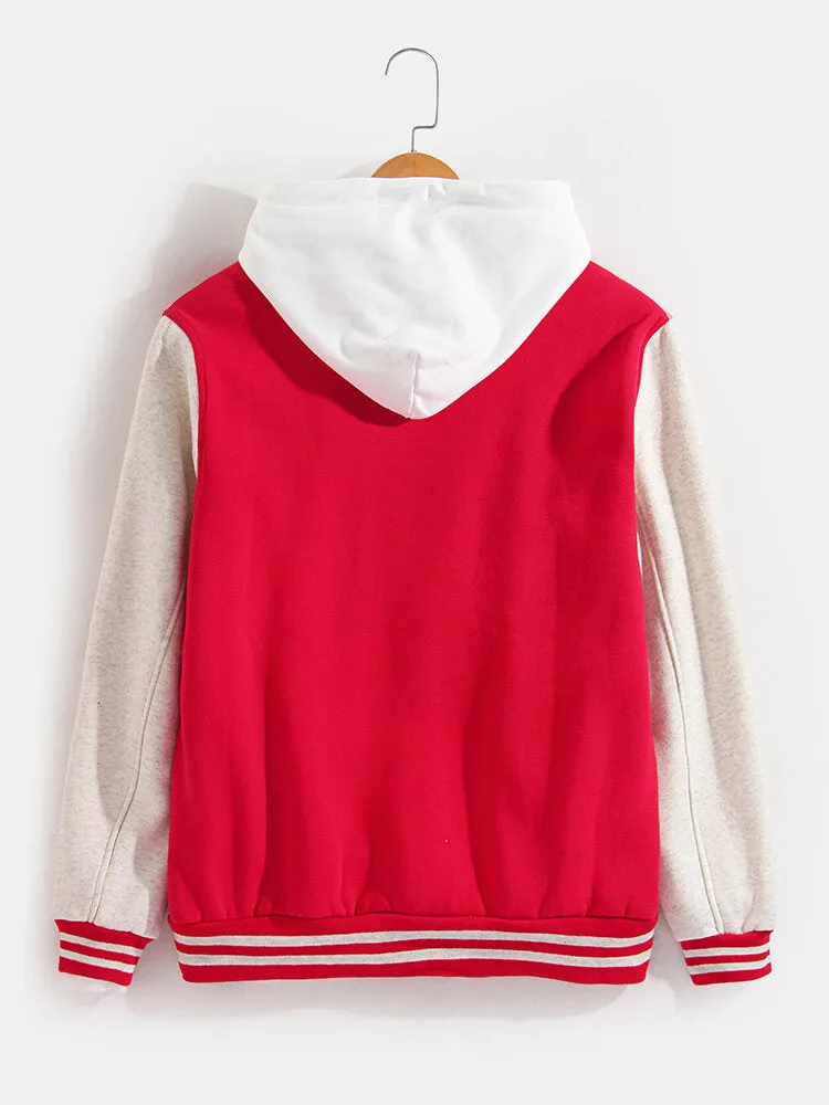 Contrast Baseball Jacket Without Hoodie sold by Hoooyi product image thumbnail 5