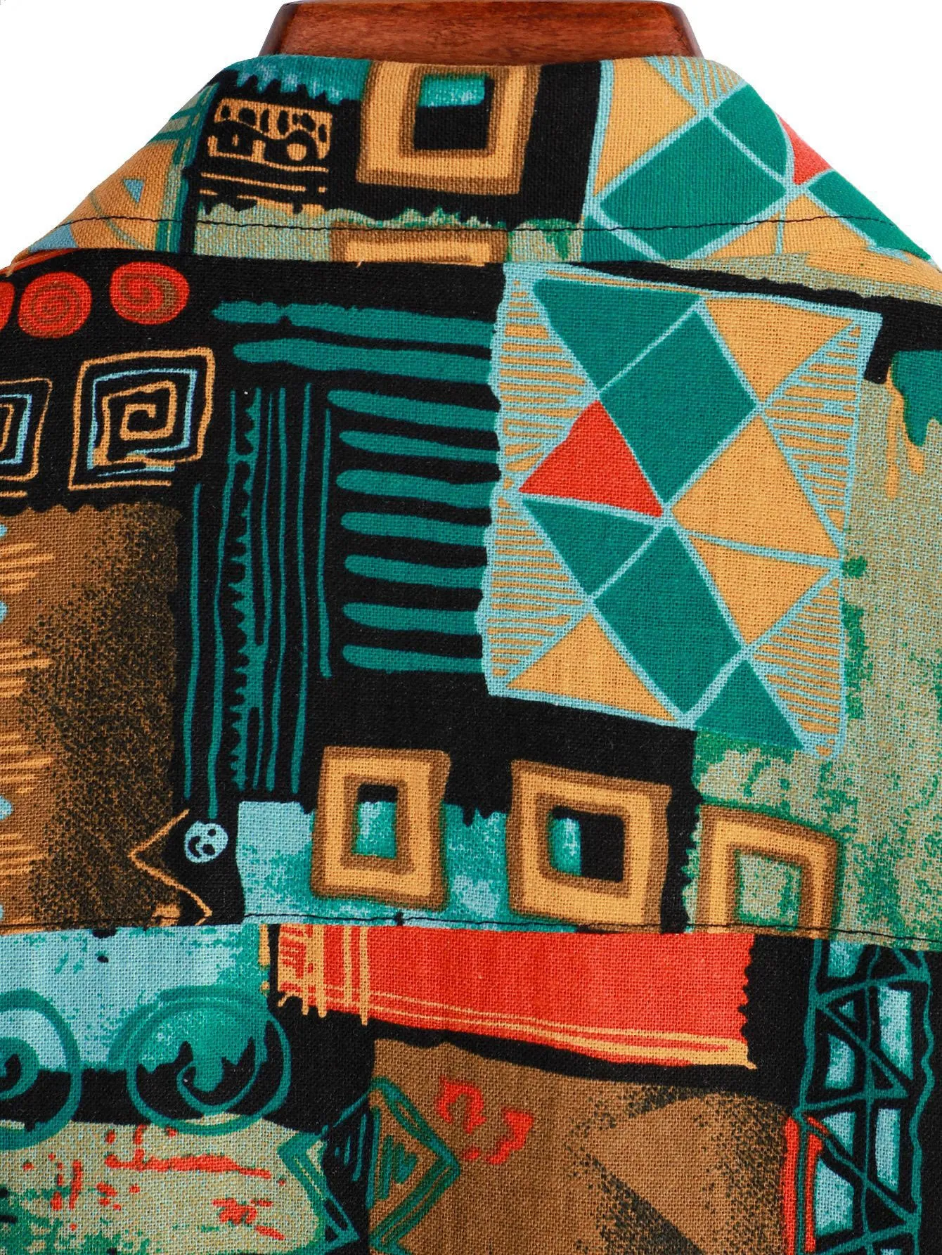 Tribal Geometry Print Button Up Shirt sold by Hoooyi product image thumbnail 5