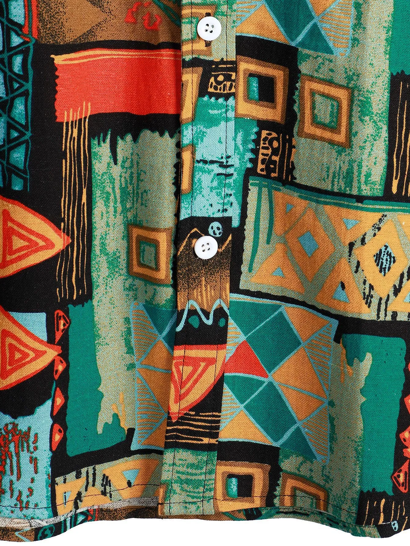Tribal Geometry Print Button Up Shirt sold by Hoooyi product image thumbnail 3