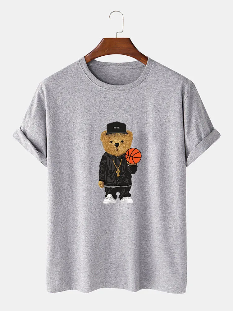 Basketball Bear Print T-Shirt sold by Hoooyi product image thumbnail 4