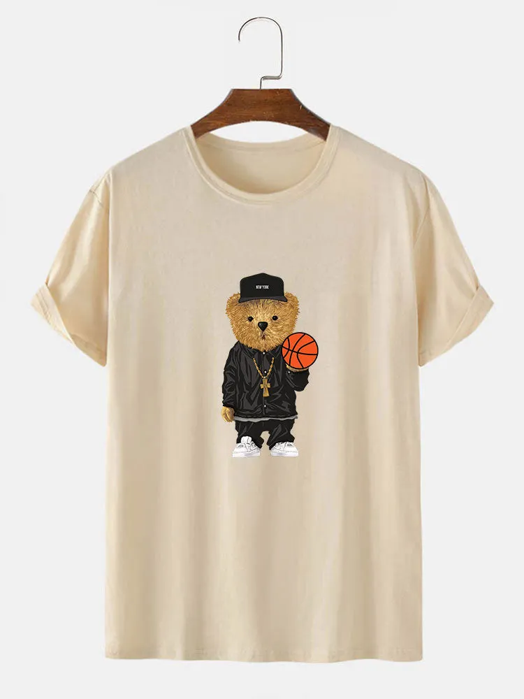 Basketball Bear Print T-Shirt sold by Hoooyi product image thumbnail 2