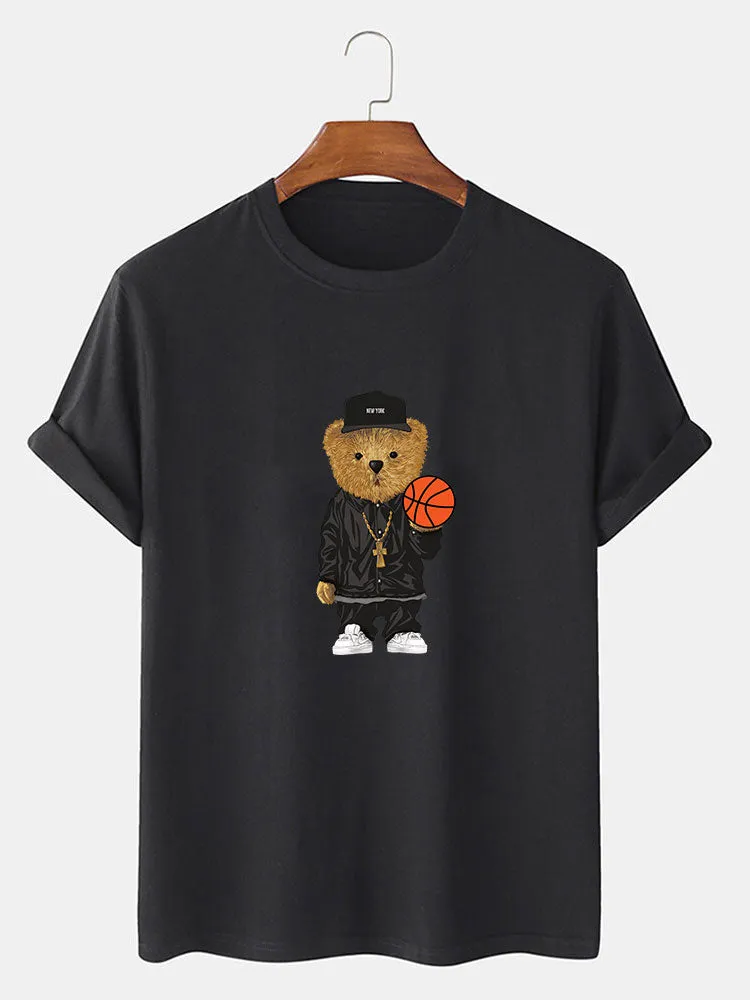 Basketball Bear Print T-Shirt sold by Hoooyi product image thumbnail 3