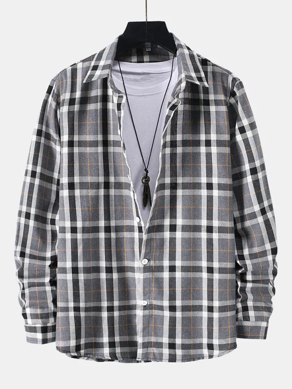 Button Up Plaid Shirt sold by Hoooyi