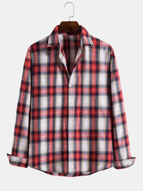Regular Red Plaid Shirt sold by Hoooyi