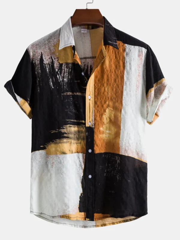 Contrast Color Tie dye Shirts sold by Hoooyi