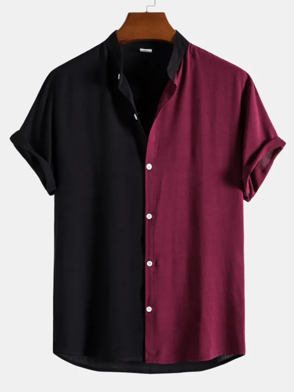 Contrast Color Short Sleeve Shirts #This item will shrink after washing, so we highly recommend choosing one size up# sold by Hoooyi