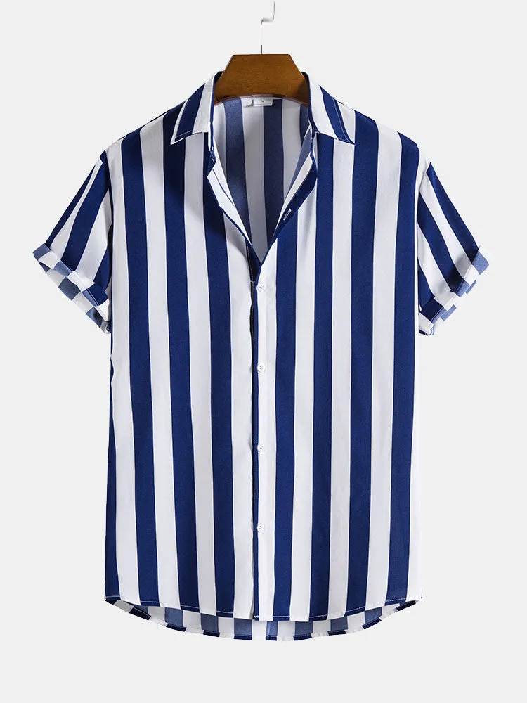 Wide Stripes Stand Shirts sold by Hoooyi product image thumbnail 3