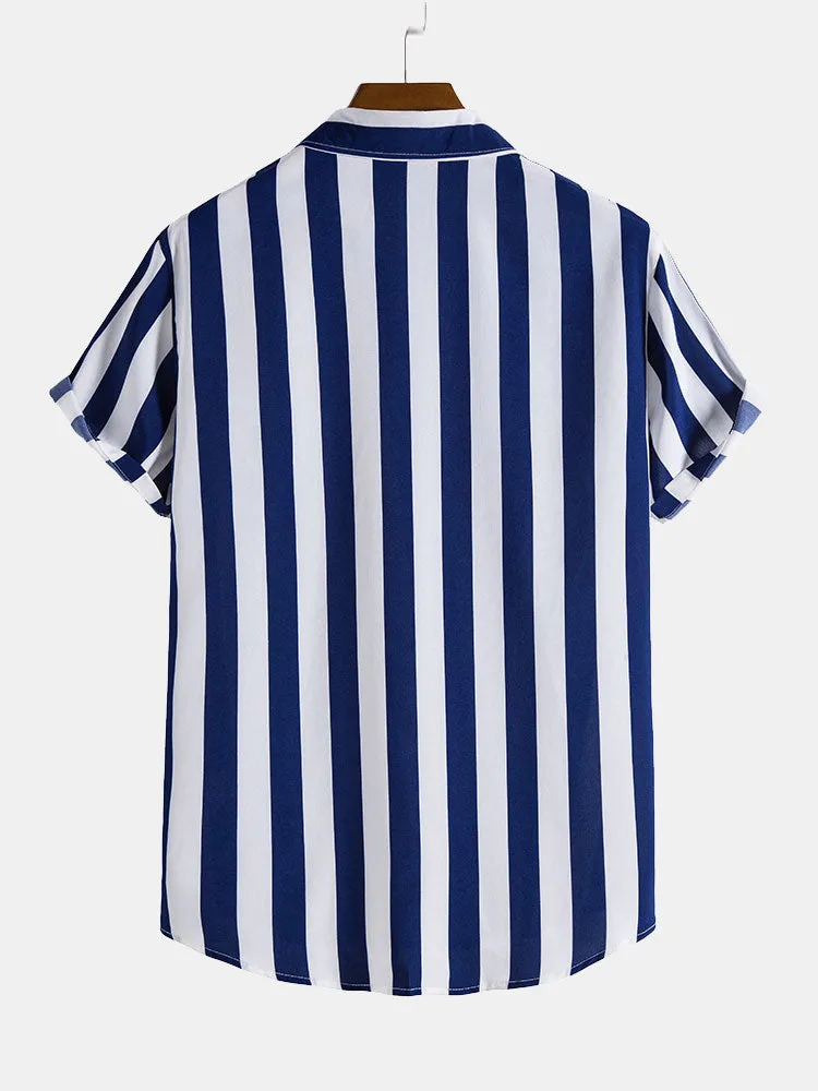 Wide Stripes Stand Shirts sold by Hoooyi product image thumbnail 4