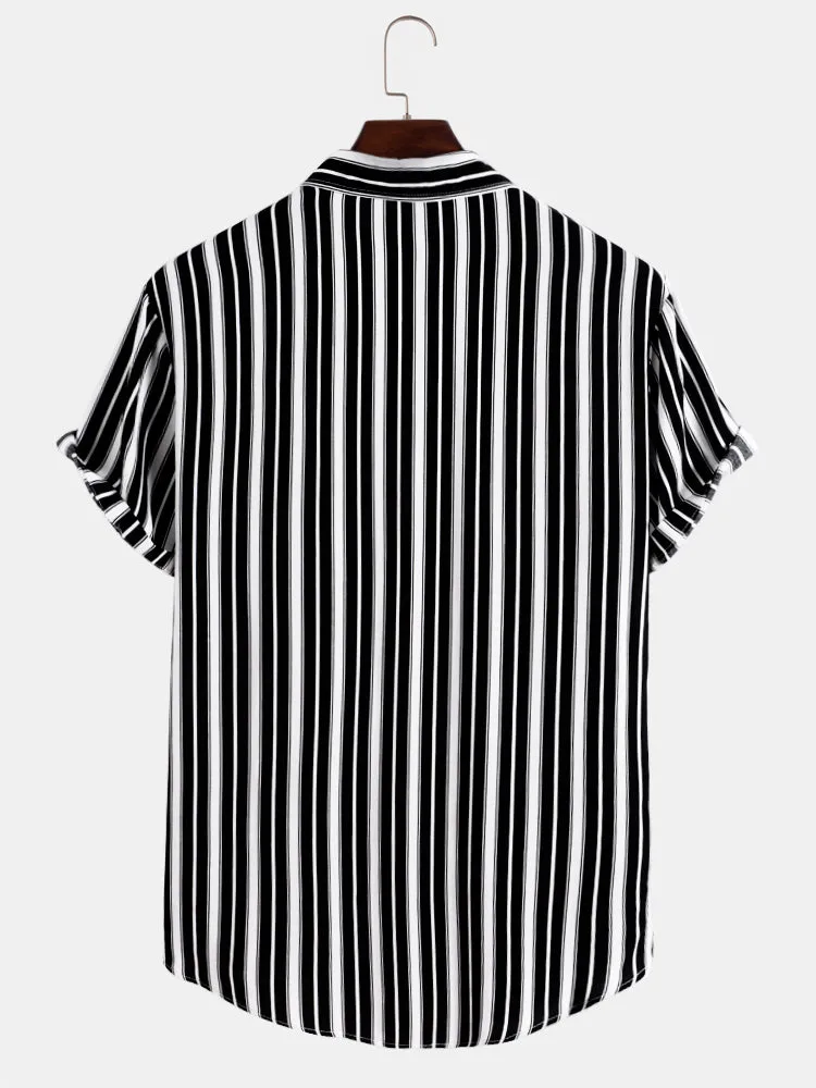 Stripes Short Sleeve Casual Shirts sold by Hoooyi product image thumbnail 2