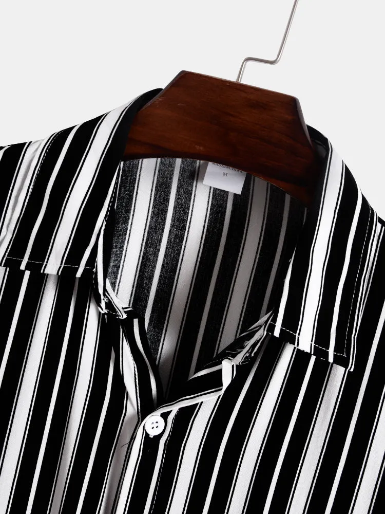 Stripes Short Sleeve Casual Shirts sold by Hoooyi product image thumbnail 5