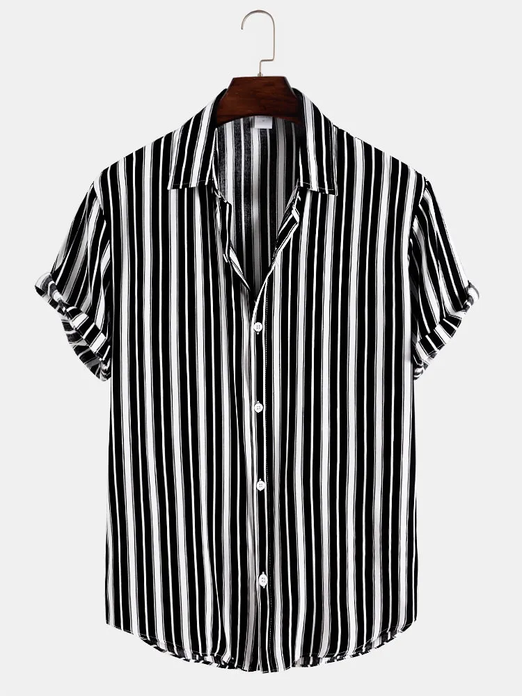 Stripes Short Sleeve Casual Shirts sold by Hoooyi
