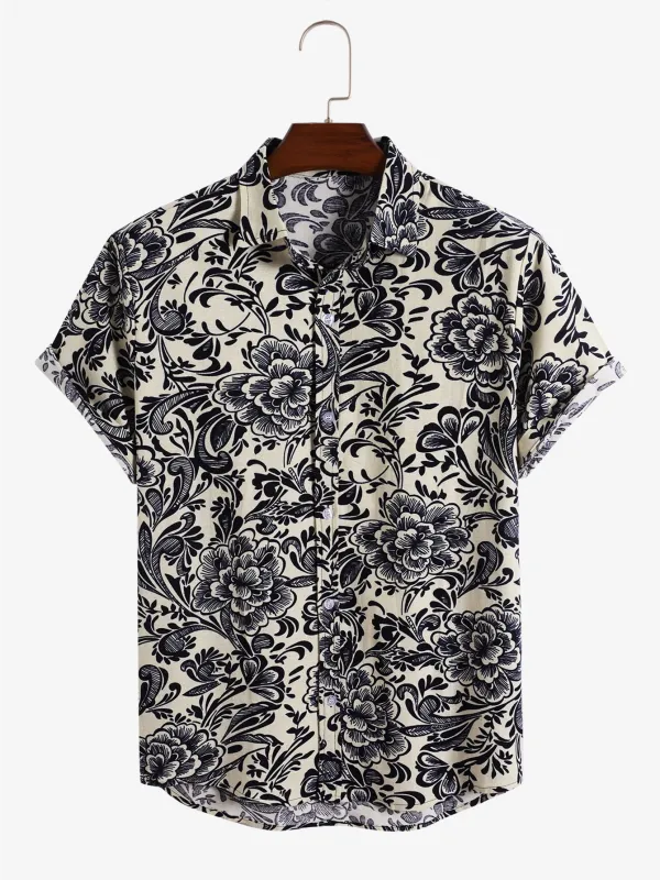 Floral Ethnic Style Print Shirts sold by Hoooyi
