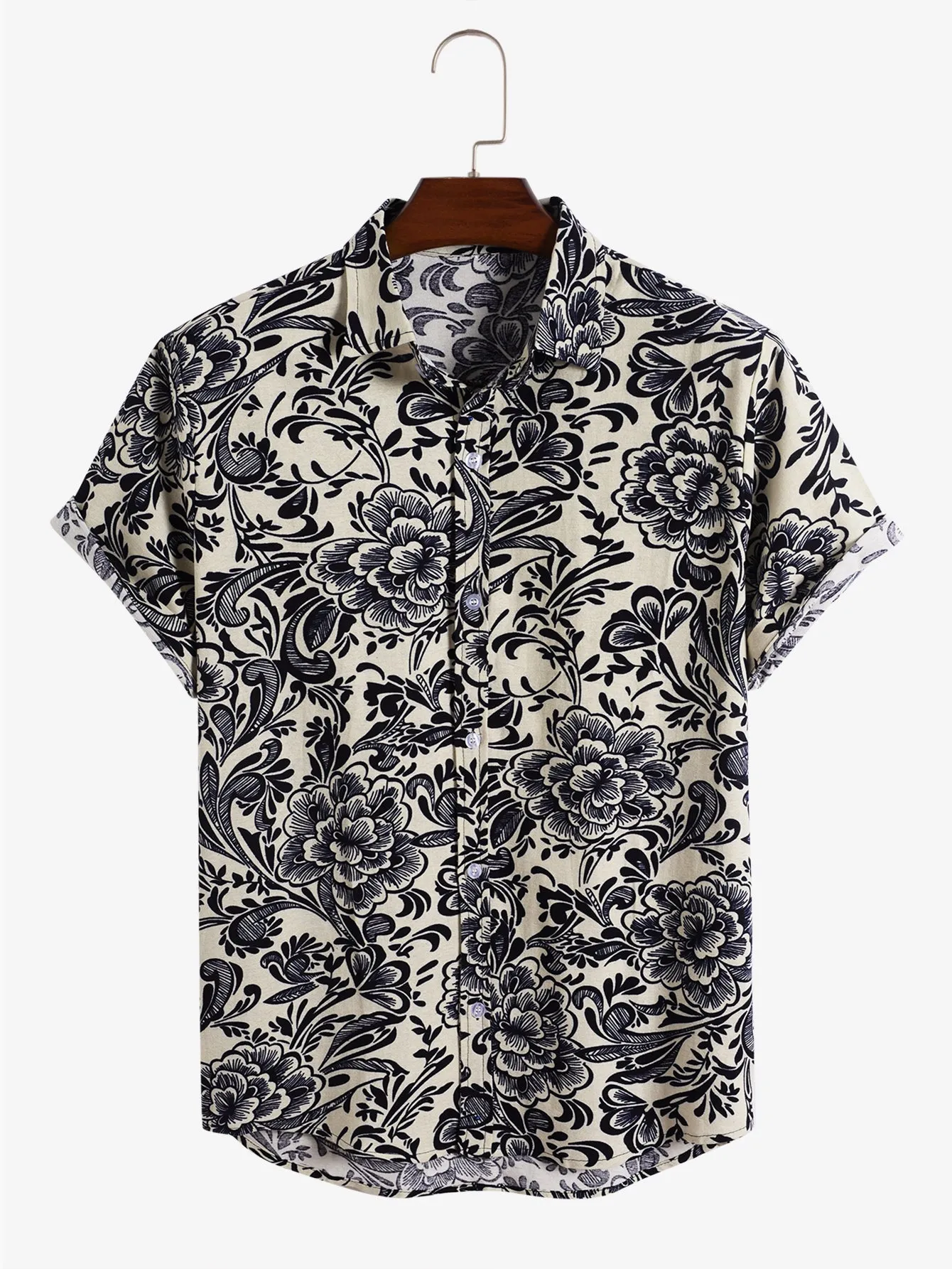 Floral Ethnic Style Print Shirts sold by Hoooyi