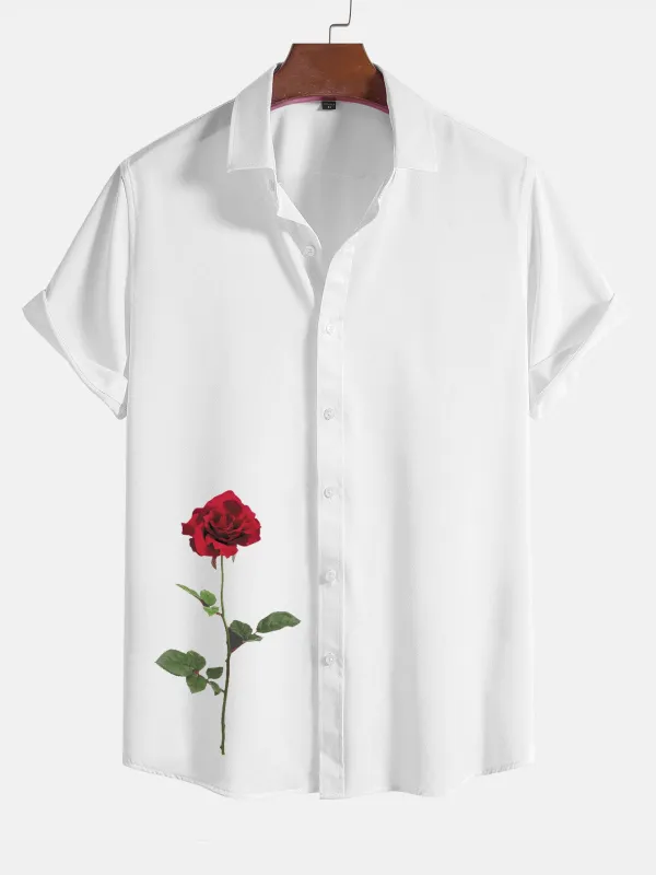 Red Rose Graphic Print Shirts sold by Hoooyi