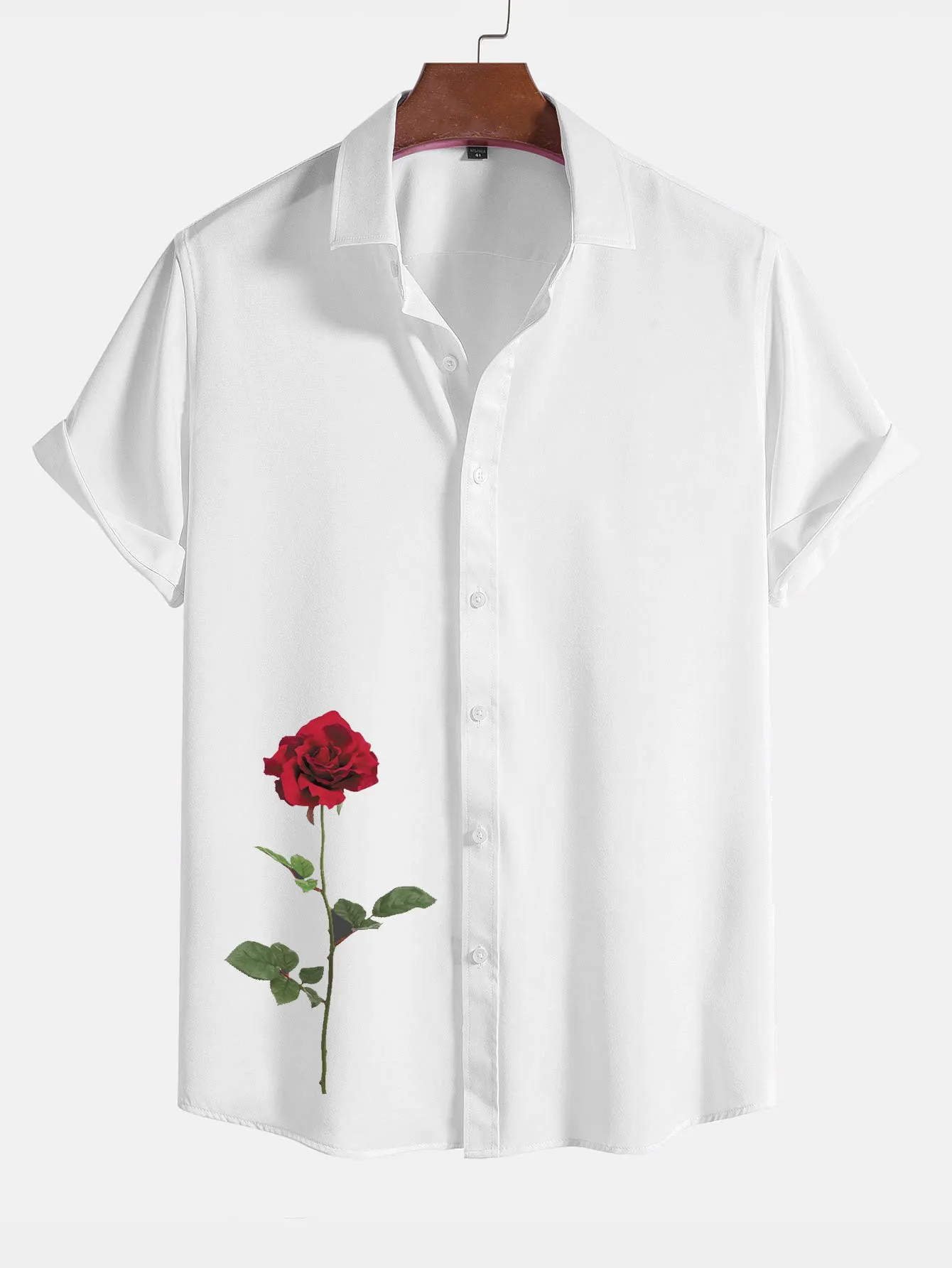 Red Rose Graphic Print Shirts sold by Hoooyi