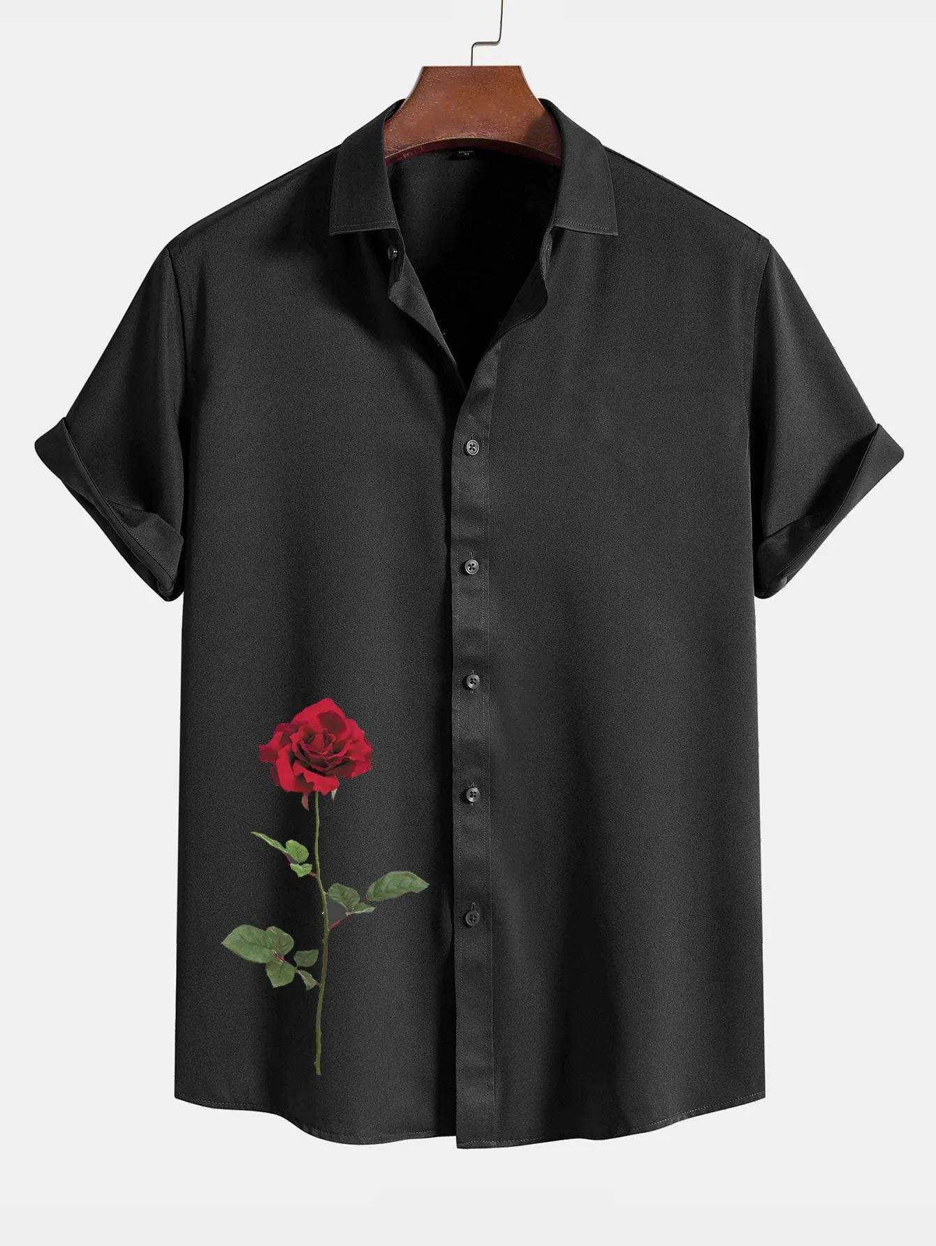 Red Rose Graphic Print Shirts sold by Hoooyi product image thumbnail 2