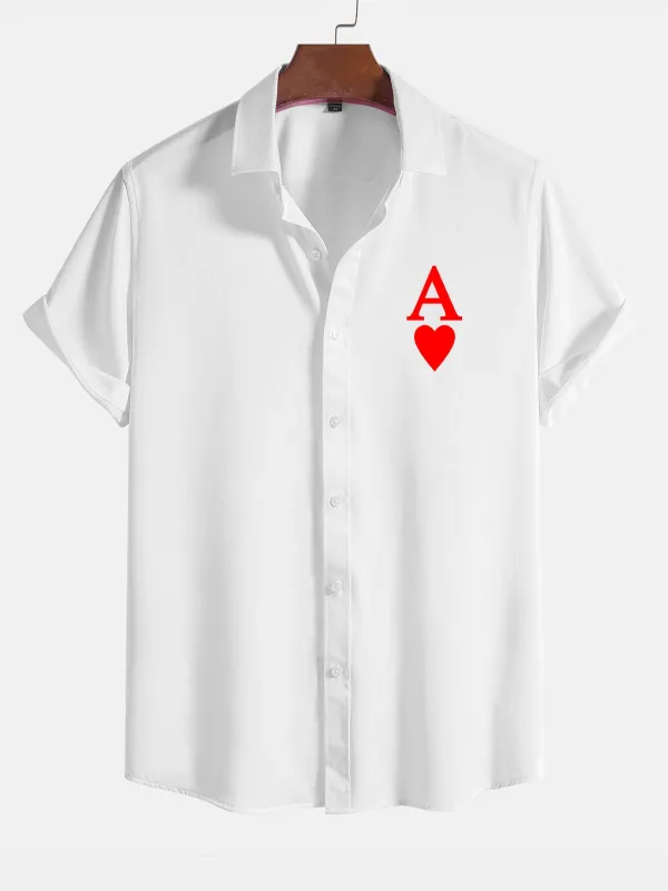 Poker Hearts Graphic Print Shirts sold by Hoooyi