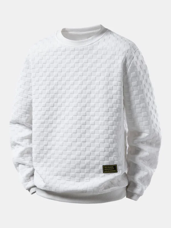 Checkerboard Jacquard Sweatshirt made by Hoooyi