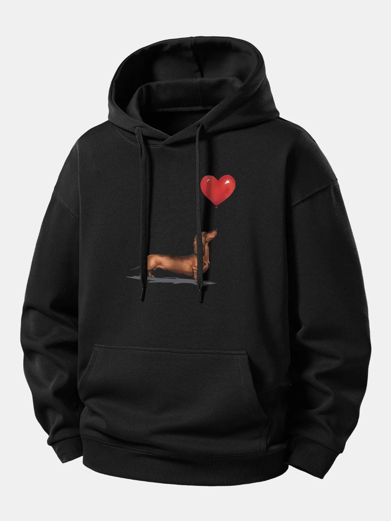 Heart-shaped Balloon Dachshund Print Relax Fit Hoodie sold by Hoooyi product image thumbnail 2