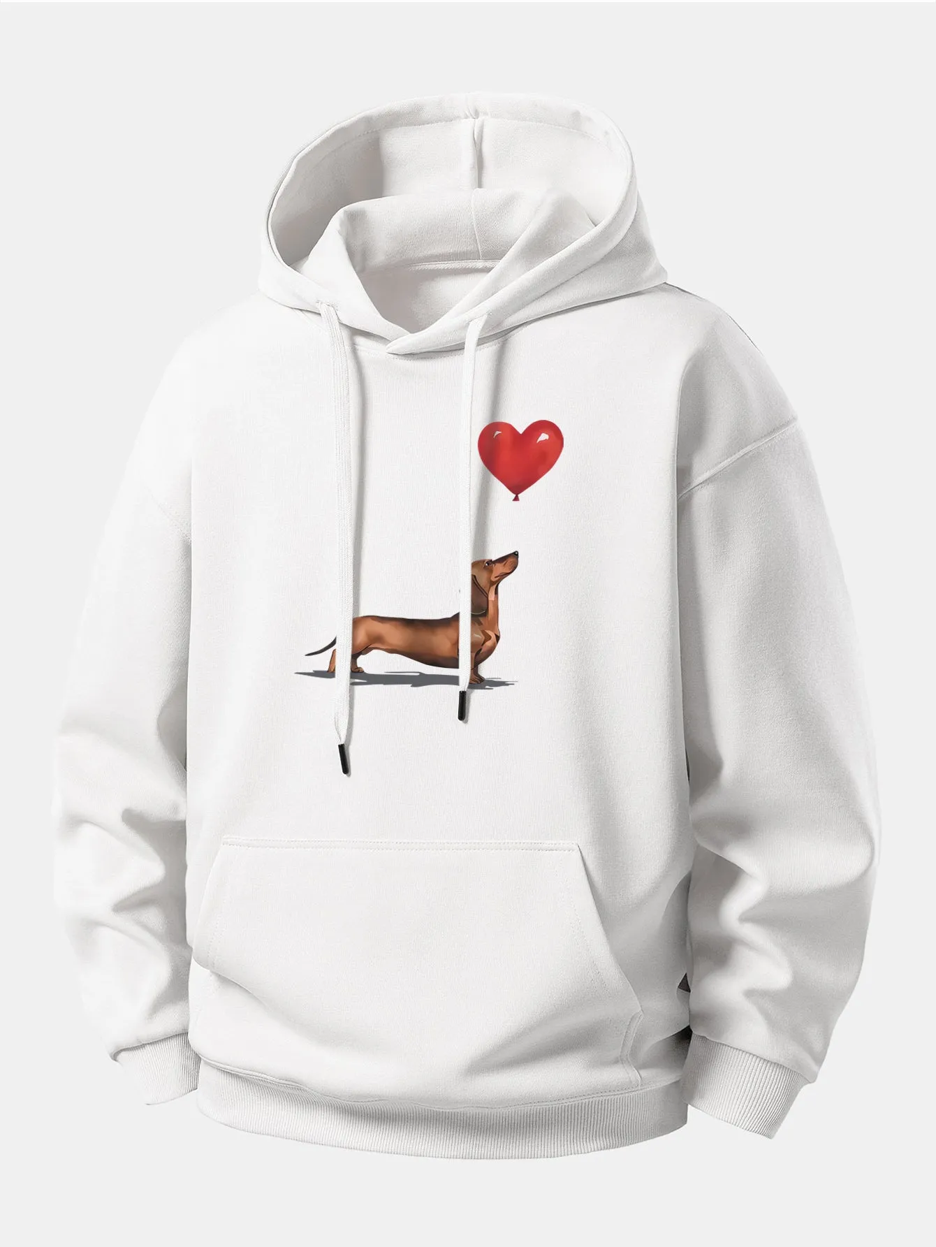 Heart-shaped Balloon Dachshund Print Relax Fit Hoodie sold by Hoooyi product image thumbnail 3