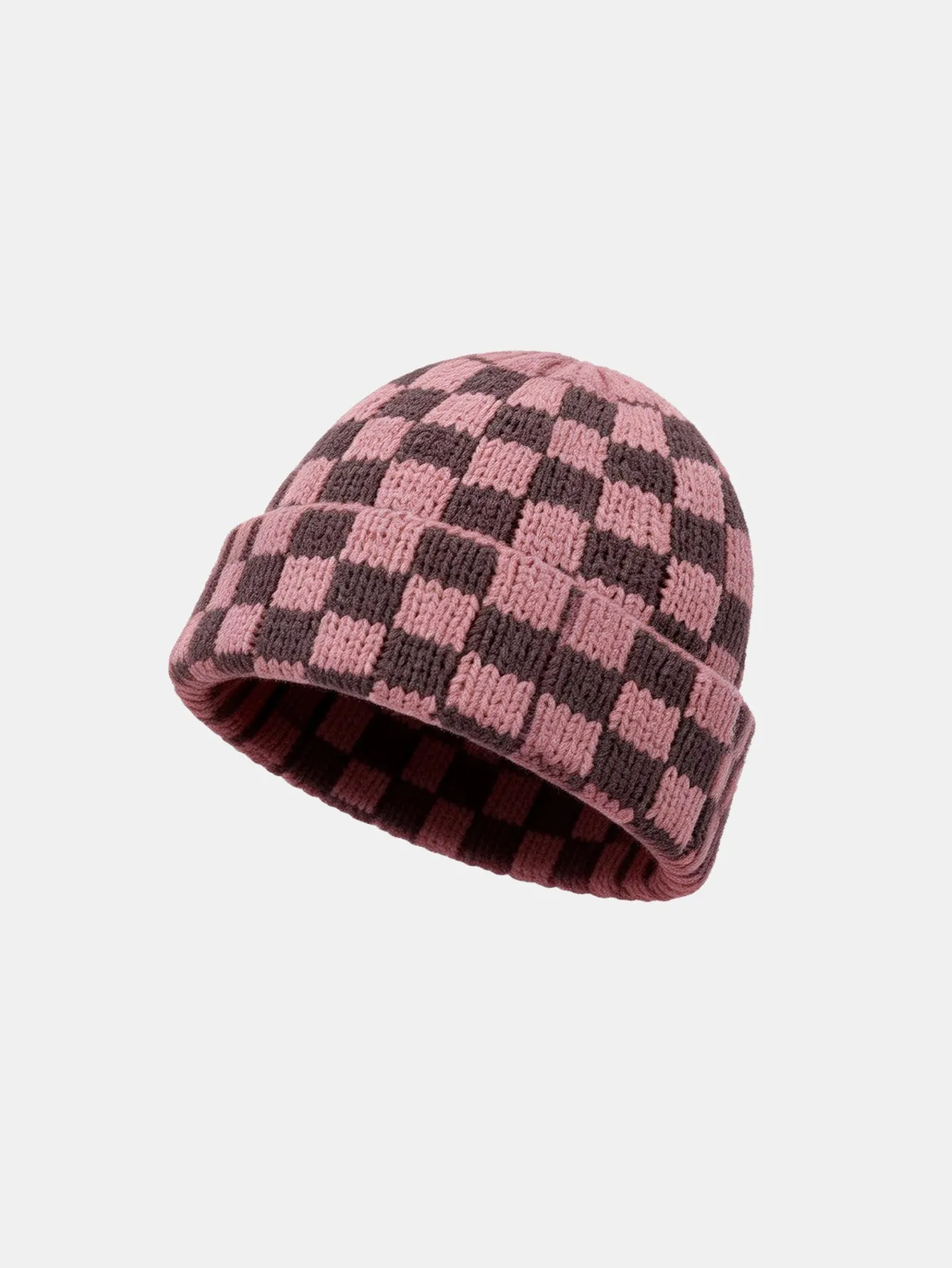 Unisex Autumn/Winter Thick Double-Layer Checkerboard Knitted Hat Outdoor Warm Couple Cap sold by Hoooyi product image thumbnail 2