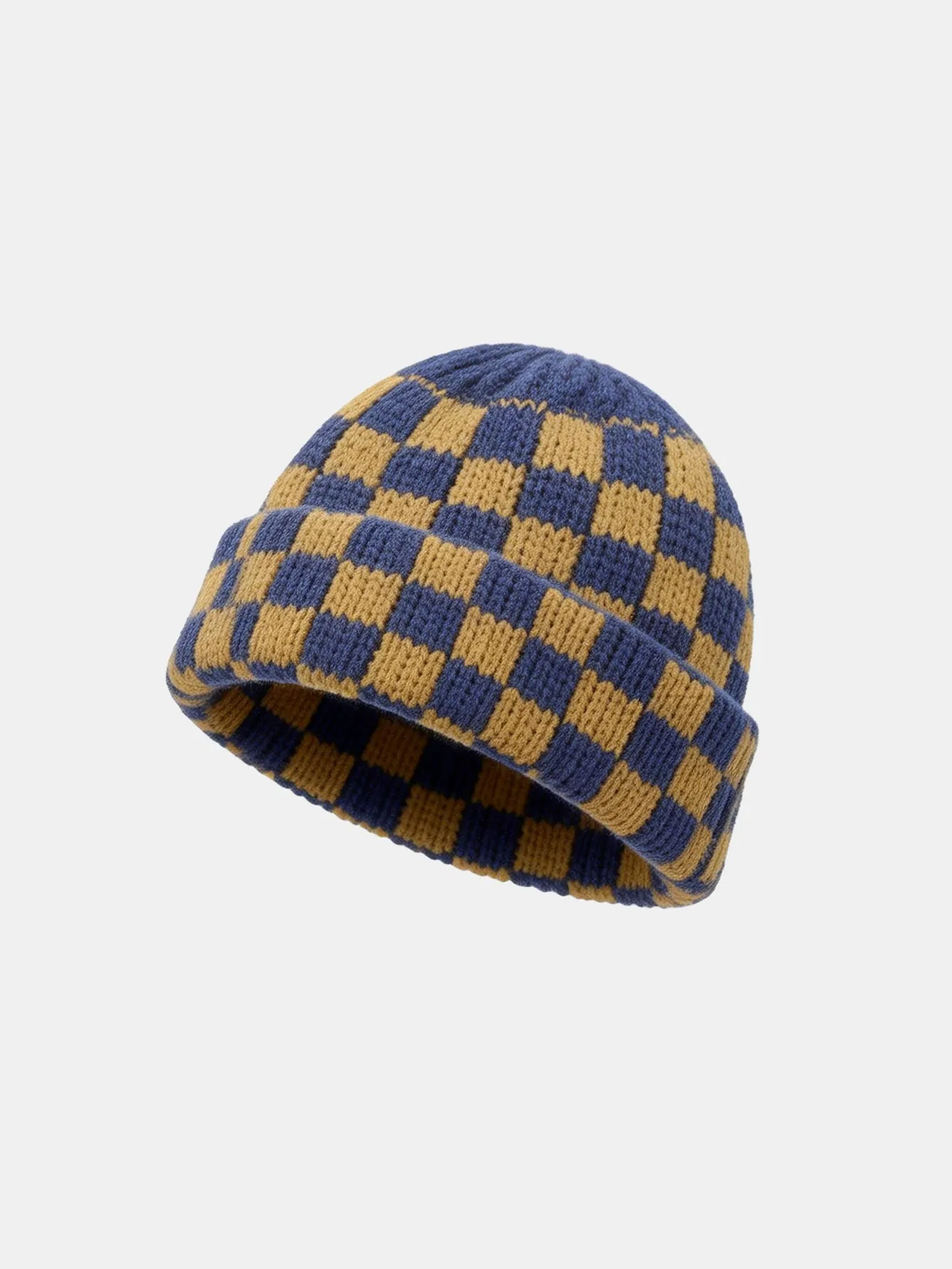 Unisex Autumn/Winter Thick Double-Layer Checkerboard Knitted Hat Outdoor Warm Couple Cap sold by Hoooyi product image thumbnail 5