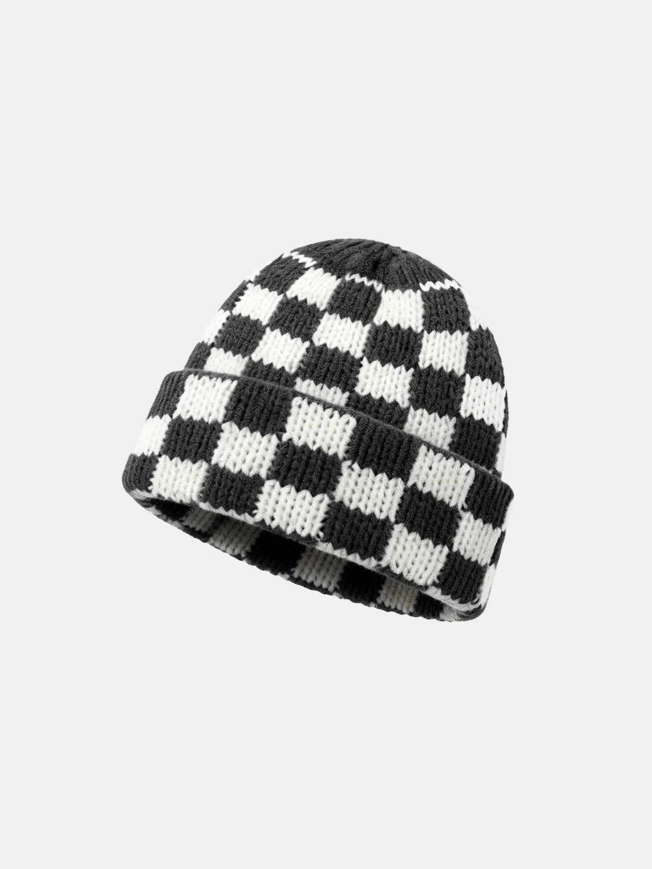 Unisex Autumn/Winter Thick Double-Layer Checkerboard Knitted Hat Outdoor Warm Couple Cap sold by Hoooyi product image thumbnail 3