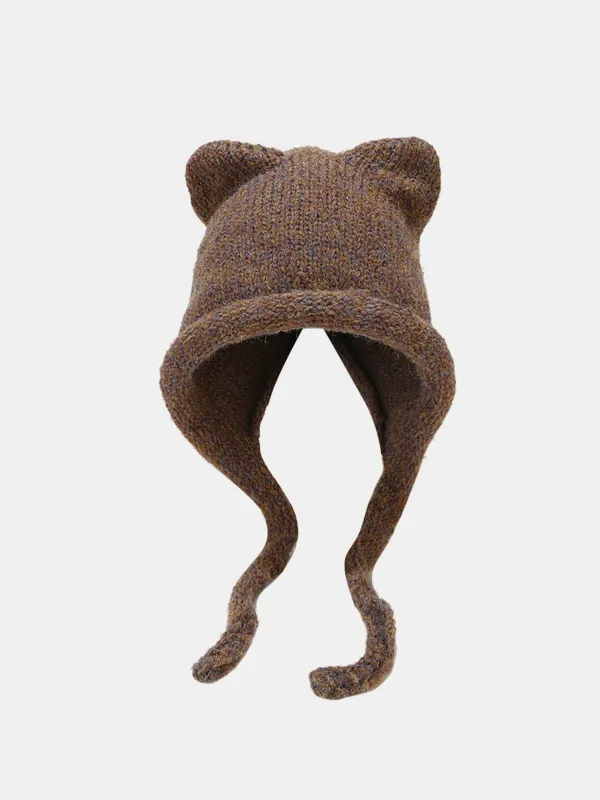 Cute Hat With Cat Ears And Braids For Winter Outdoor Warmth made by Hoooyi