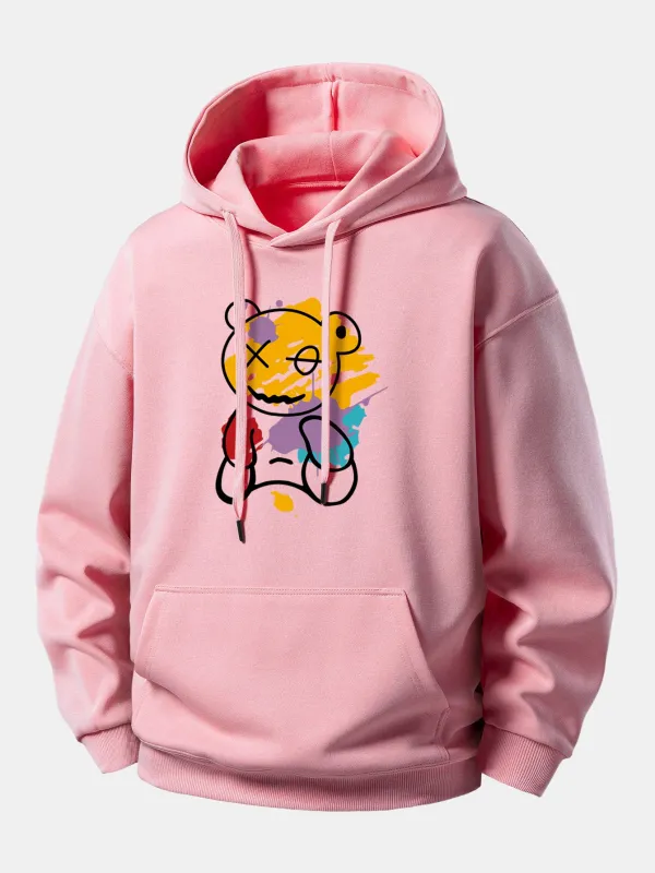 Graffiti Bear Print Relax Fit Hoodie made by Hoooyi