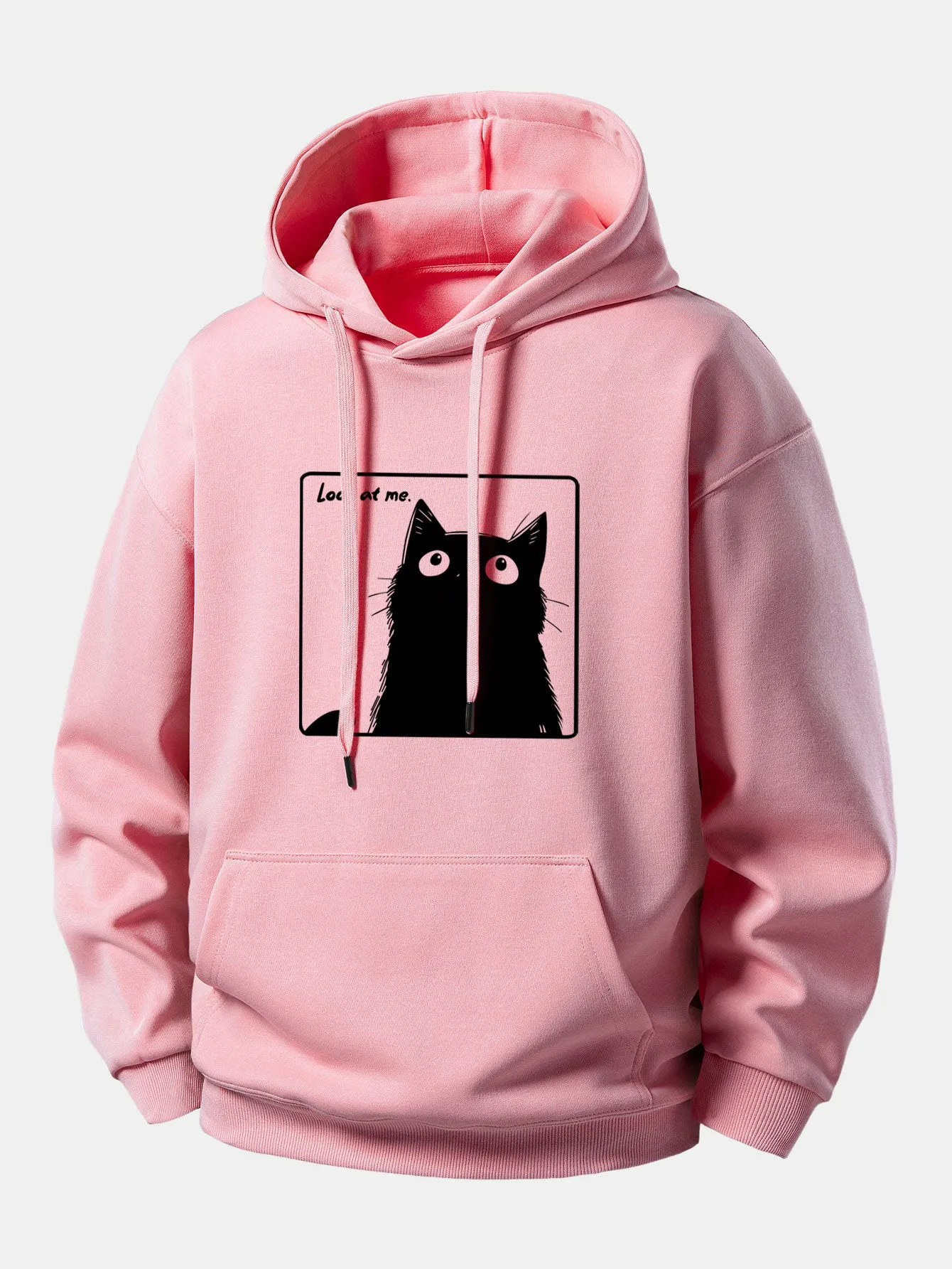 Black Cat Print Relax Fit Hoodie sold by Hoooyi product image thumbnail 2