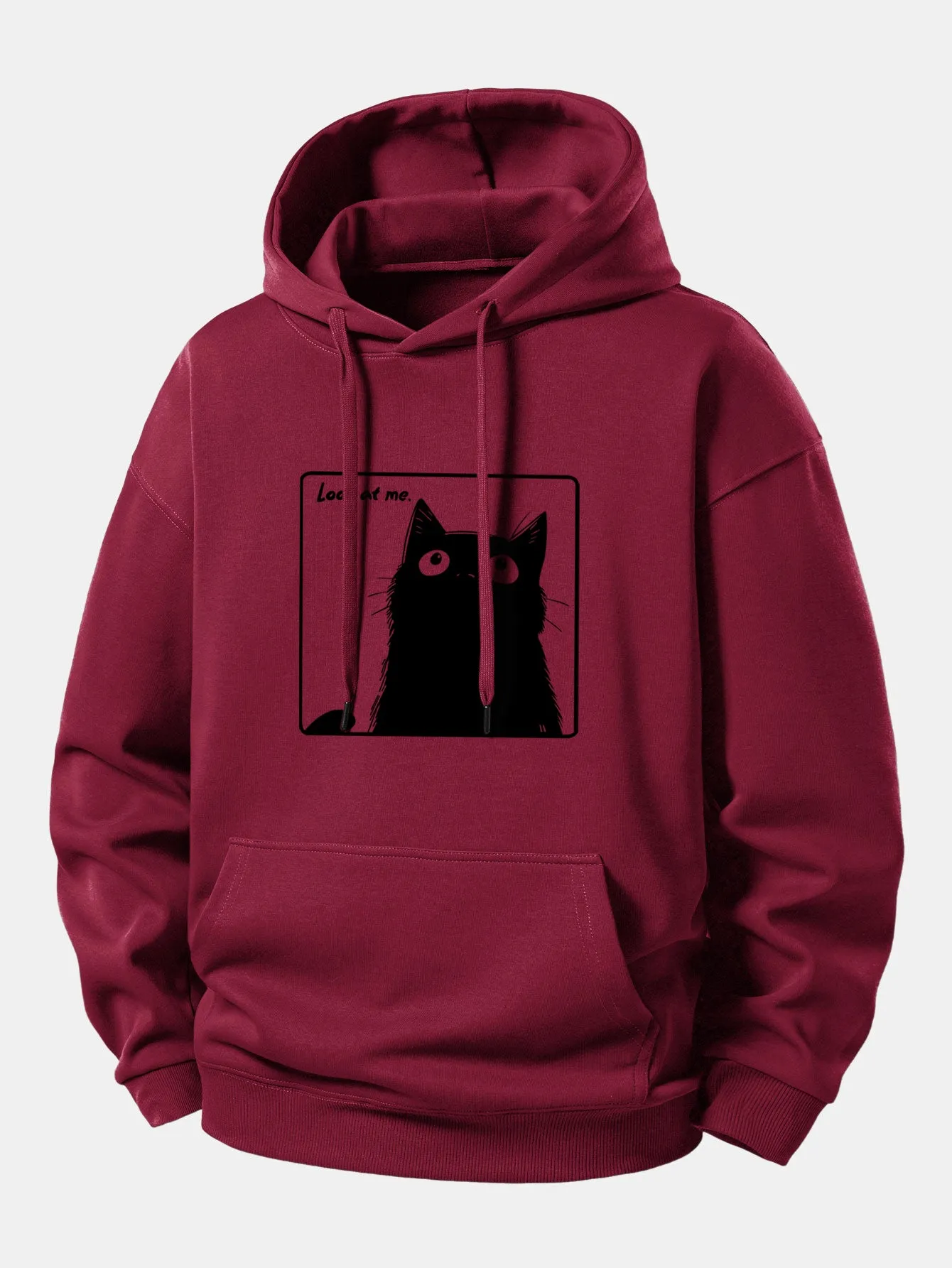 Black Cat Print Relax Fit Hoodie sold by Hoooyi product image thumbnail 5