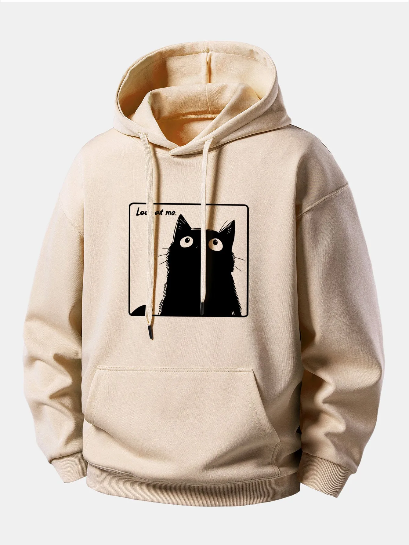 Black Cat Print Relax Fit Hoodie sold by Hoooyi