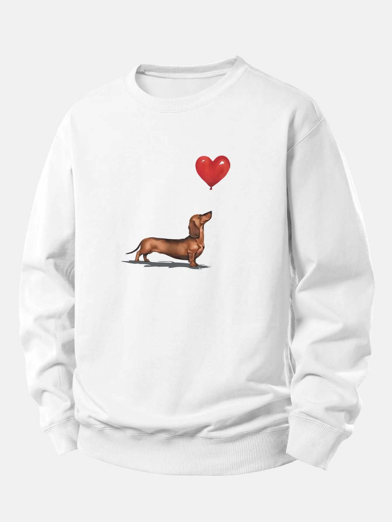 Heart-shaped Balloon Dachshund Print Relax Fit Sweatshirt sold by Hoooyi product image thumbnail 2