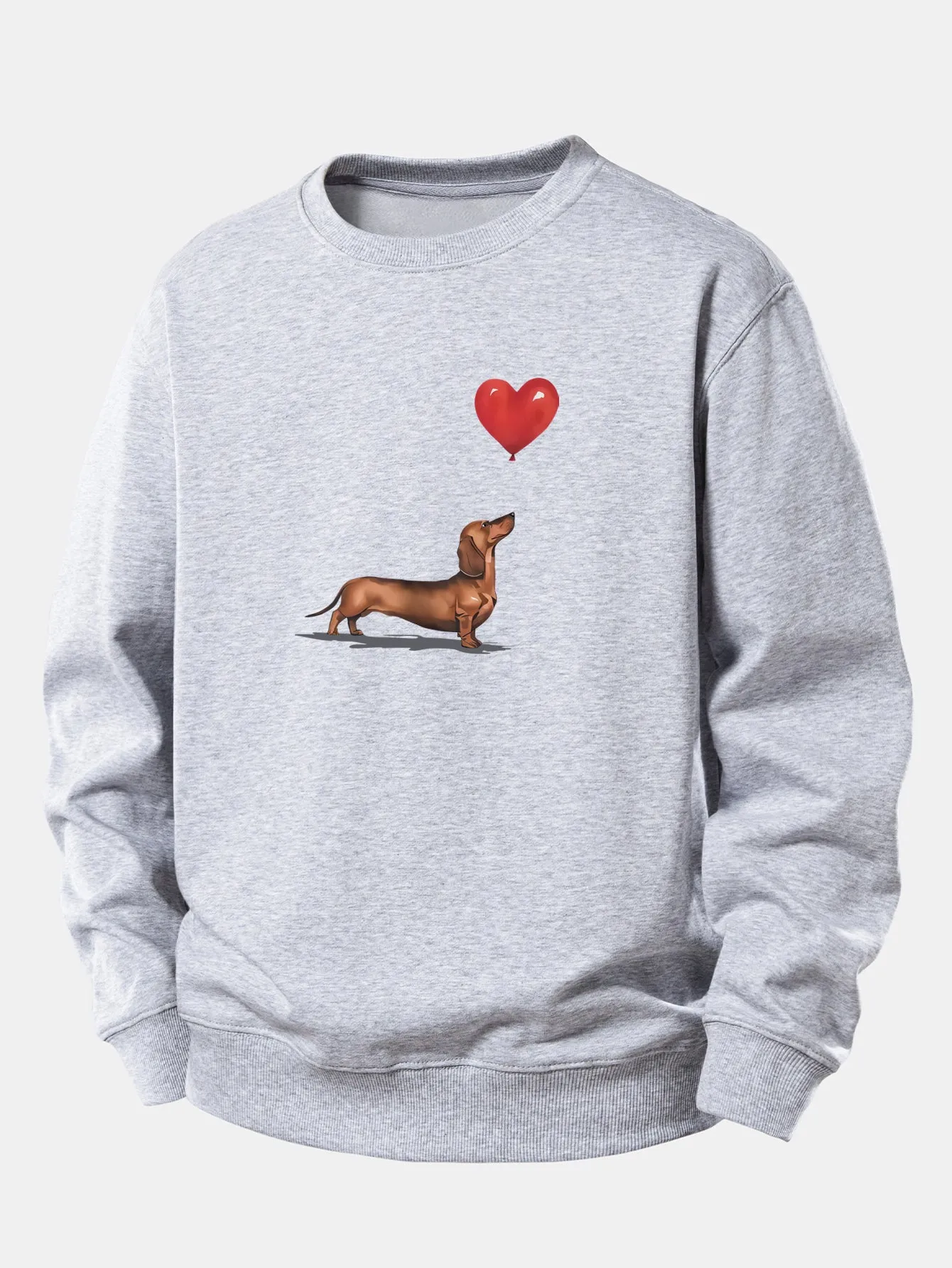 Heart-shaped Balloon Dachshund Print Relax Fit Sweatshirt sold by Hoooyi product image thumbnail 4