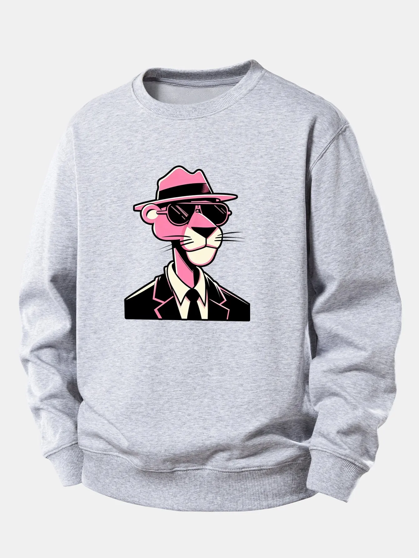 Pink Gentleman Panther Print Relax Fit Sweatshirt sold by Hoooyi product image thumbnail 5