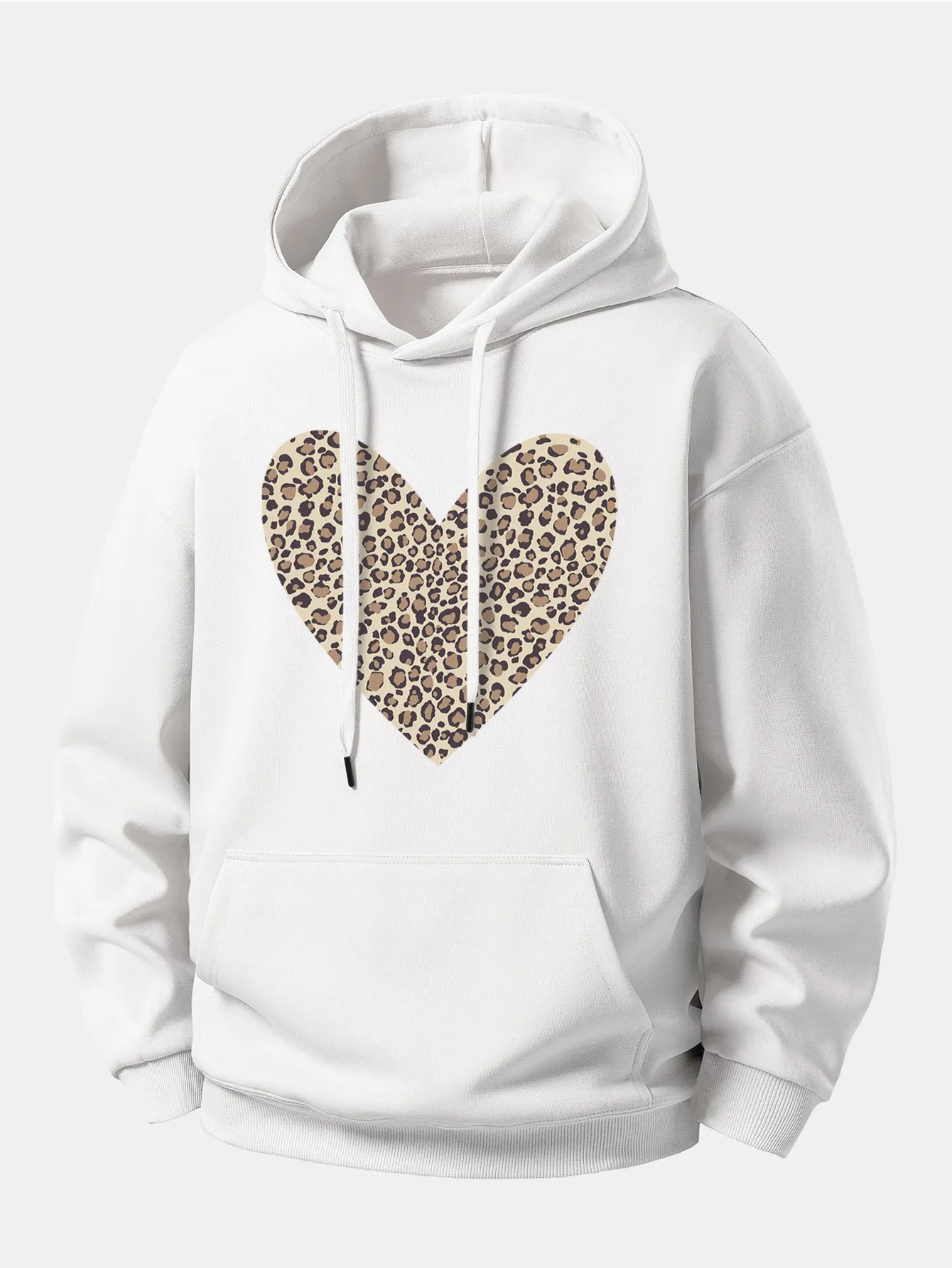 Leopard Heart Print Relax Fit Hoodie sold by Hoooyi product image thumbnail 4