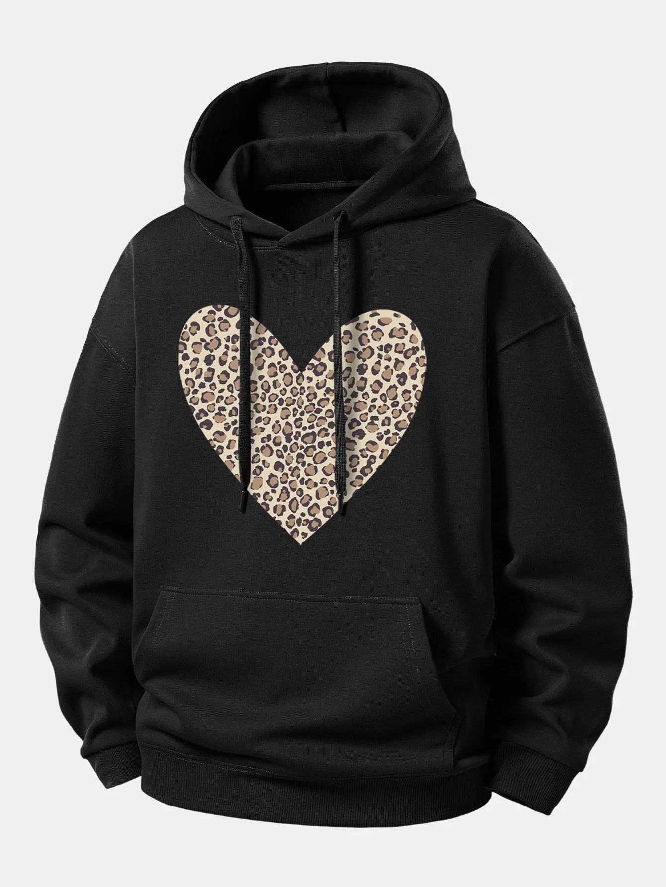 Leopard Heart Print Relax Fit Hoodie sold by Hoooyi product image thumbnail 2