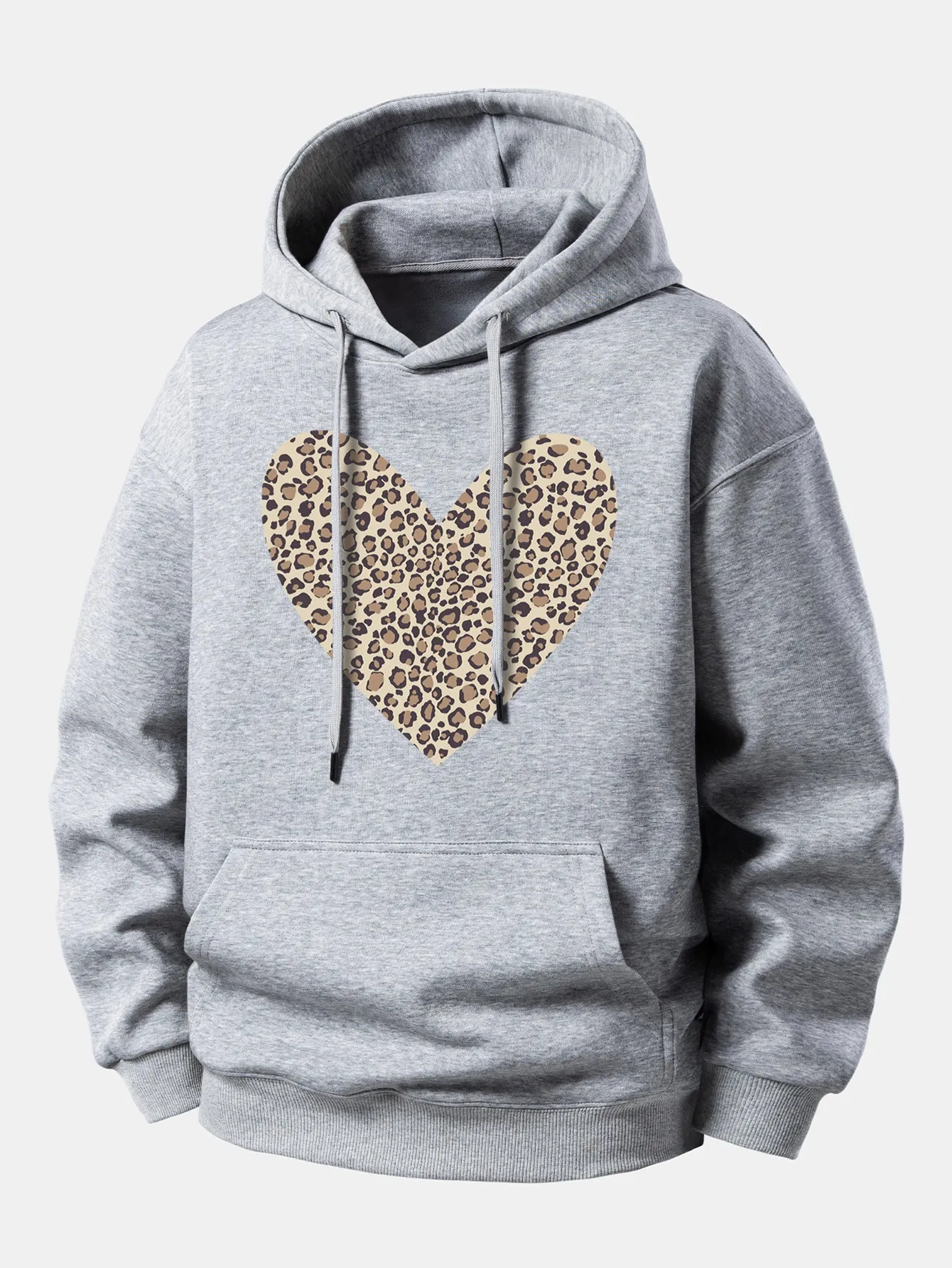 Leopard Heart Print Relax Fit Hoodie sold by Hoooyi product image thumbnail 5