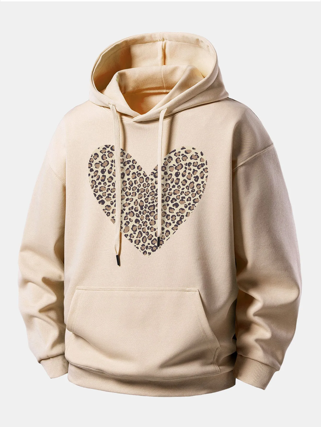 Leopard Heart Print Relax Fit Hoodie sold by Hoooyi product image thumbnail 3