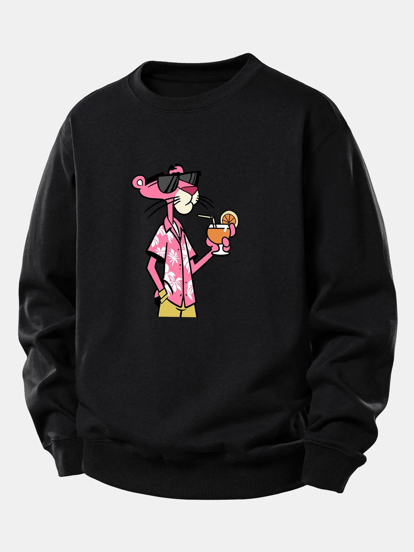 Vacation Pink Panther Print Relax Fit Sweatshirt sold by Hoooyi product image thumbnail 2