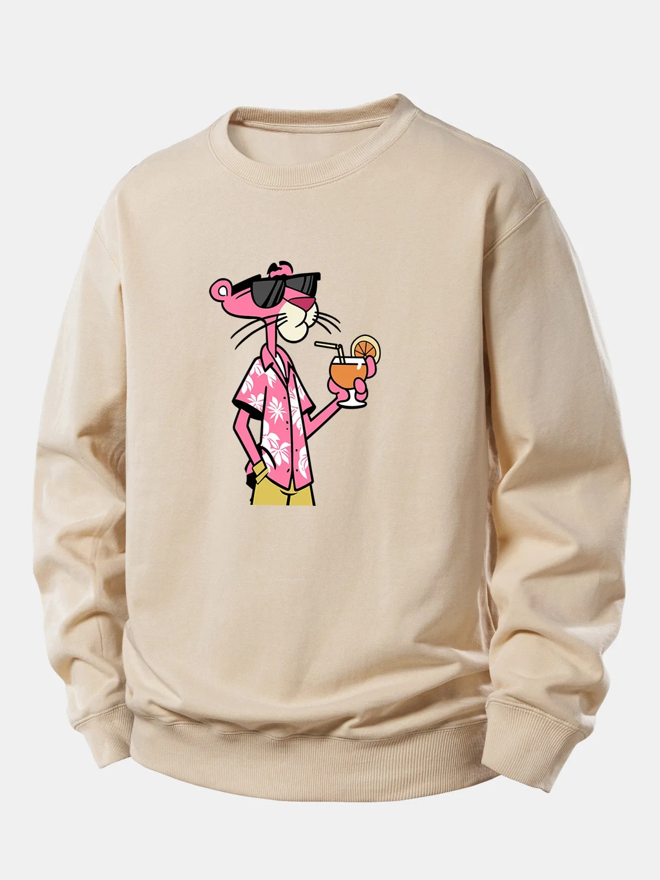 Vacation Pink Panther Print Relax Fit Sweatshirt sold by Hoooyi product image thumbnail 4