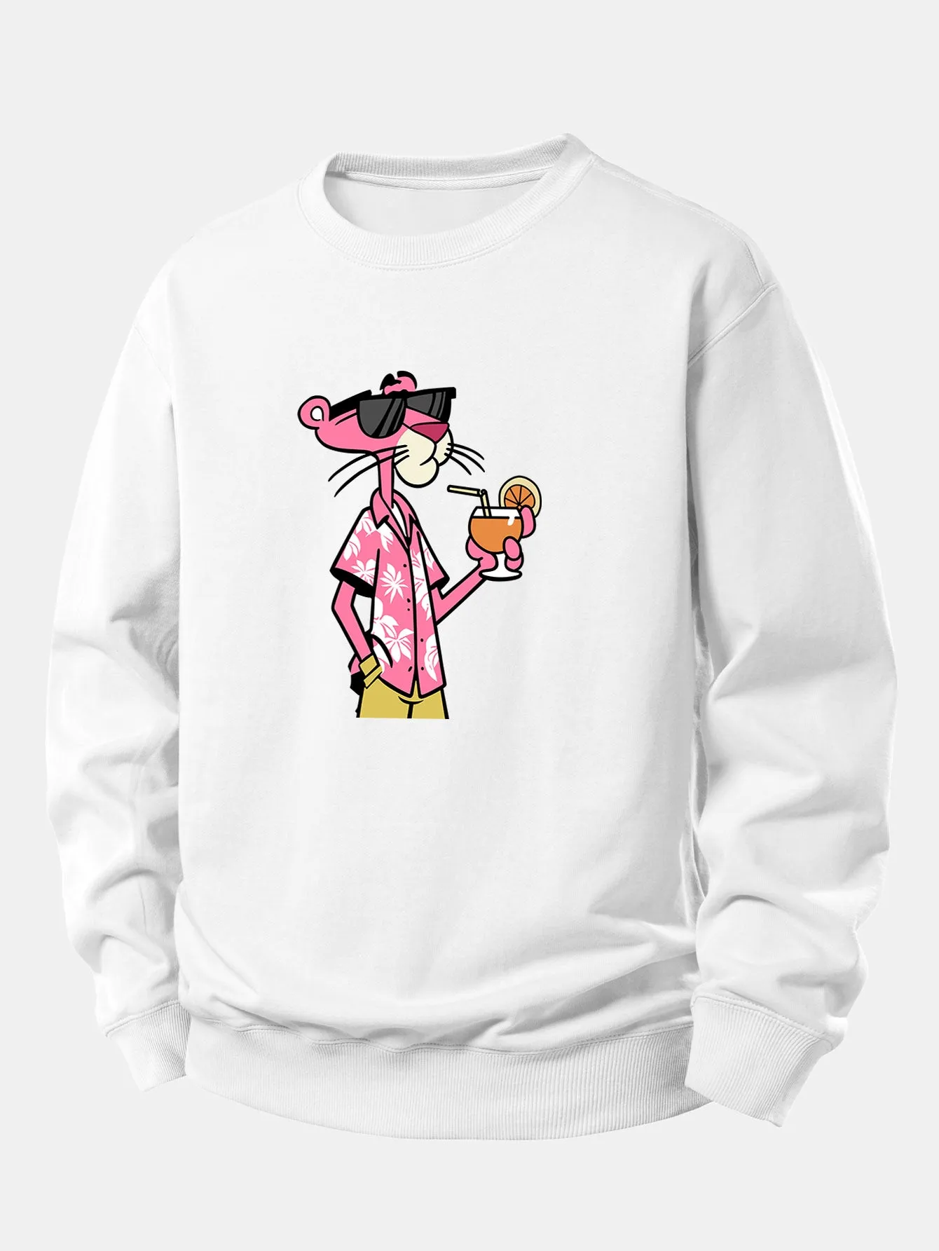 Vacation Pink Panther Print Relax Fit Sweatshirt sold by Hoooyi product image thumbnail 3