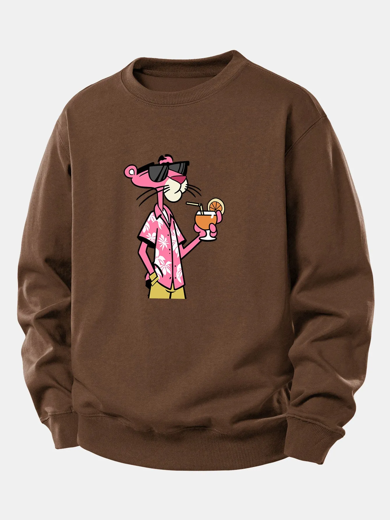 Vacation Pink Panther Print Relax Fit Sweatshirt sold by Hoooyi product image thumbnail 5